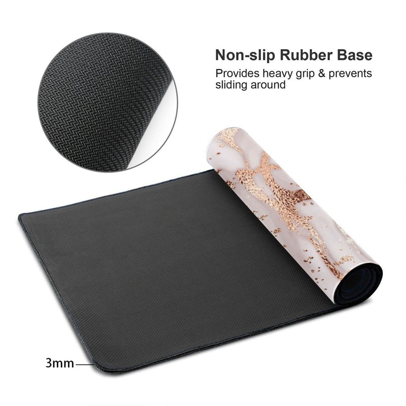 Rose Gold Marble Mouse Pad for Women and Girls Gaming XL Large Mousepad Cute Desk Mat Long Extended Big Keyboard Pads Table Accessories for Gaming and Office 31.5 X 11.8 Inch Rose Gold Marble One Size
