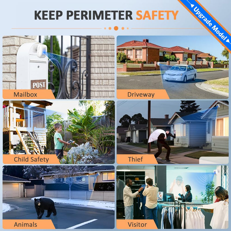 Driveway Alarm Motion Sensor - Driveway Alarms Wireless Outside Weatherproof Motion Detector Presence Outdoor Sensor Door Alarm Home Security System Gate Mailbox Alert 1 Receiver and 2 Sensors