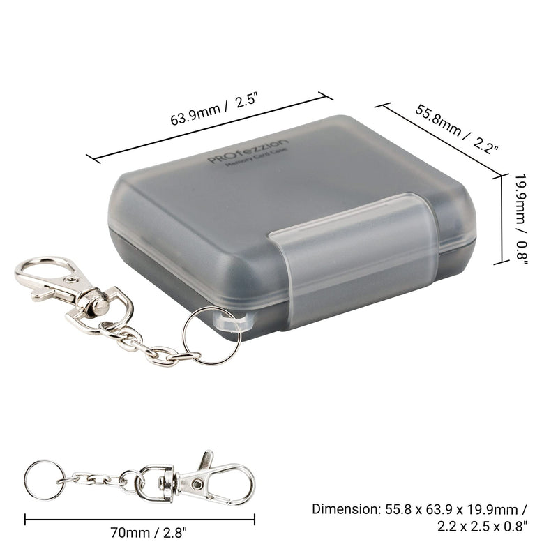 PROfezzion 4 Slots Portable SD Card Holder, [Water-Resistant] [Anti-Shock] SD Card Case Storage for 4 SD /SDXC /SDHC Cards, Memory Card Hard Carrying Box Keeper Protector with Rubber Interior, Grey 4 Slots SD