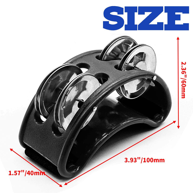 [AUSTRALIA] - 2 Pack Foot Tambourine Percussion, Black Foot Shaker Instrument with Metal Jingle Bell, Rhythm Instrument for Adults 2 Pack 