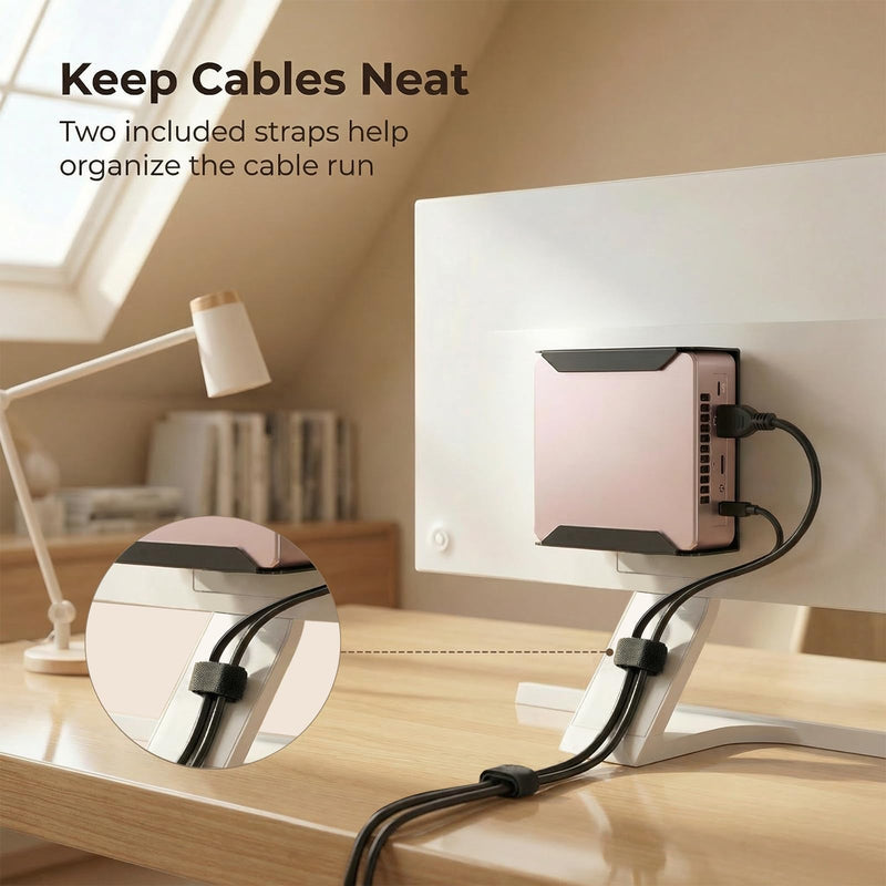 Metal Mini PC Mount for GEEKOM A5, AE7, AE8, IT8, IT11, IT12, IT3, IT15 Mini PC, Vesa/Wall/Under Desk, for GEEKOM Mini PC Wall Mount, Easy to Install, Black