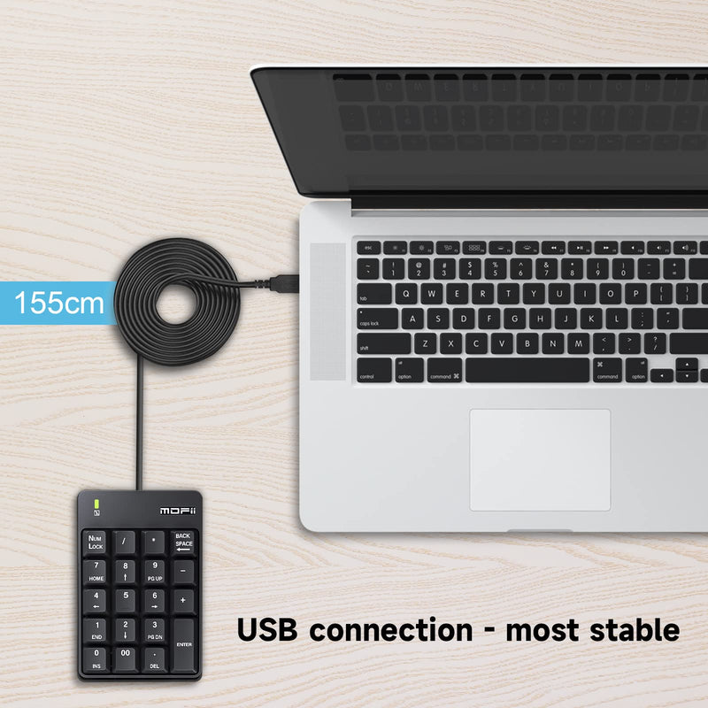[AUSTRALIA] - MOFII Wired Number Pad Numeric Keypad Silent 19 Keys USB Numpad, Portable Financial Accounting Keyboard 10 Key for Laptop/Computer/PC/Notebook/Surface Pro - Black Wired Black kaypad 