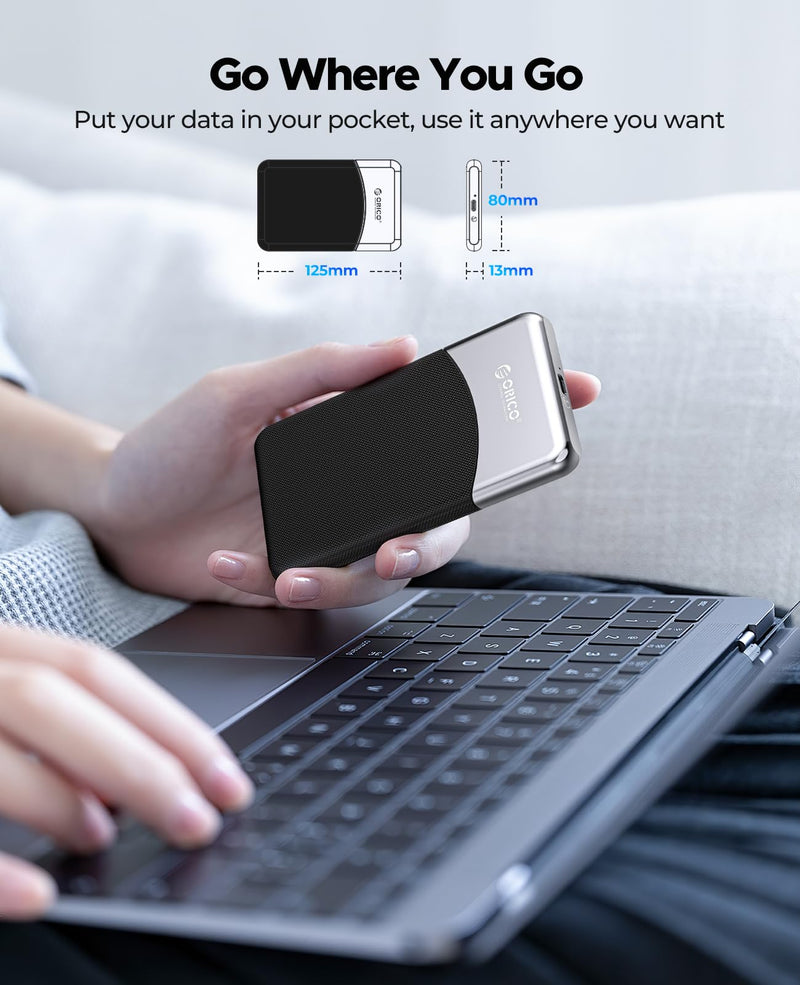 ORICO M25PRO 256GB Portable External SSD, Up to 460MB/s | USB3.2 Gen1 up to 460MB/s, Dust & Drop Resistant, Plug and Play, 2-in-1 Cable, Works for Phone15,16,17, PC, Tablet M25PRO-460MB/s