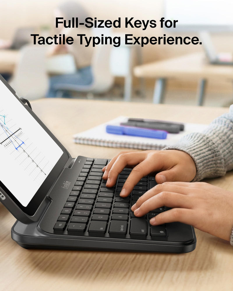 Belkin USB-C Wired Keyboard w/Stand, Plug & Play iPad | iOS keyboard, plug and play, no batteries, full-size keys, tablet accessory, classroom, office