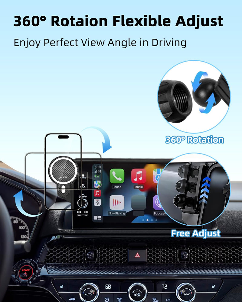 PZK Car Phone Holder for 2023-2025 BMW 3 Series /2024 2025 BMW 4 Series | 14.9-Inch Screen Magnetic 15W Fast Charger Magsafe Car Phone Mount 360° Rotaion With Sunglasses Storage Box Hands-Free Magsafe+ Wireless Charger