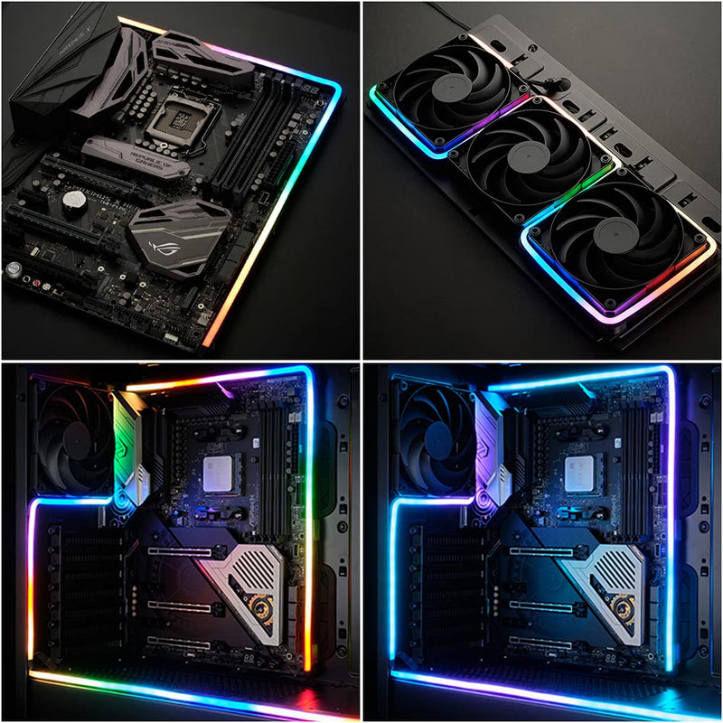 [AUSTRALIA] - NEON Addressable RGB PC LED Strip, 2x15.7inch WS2812 RGB Rainbow Magnetic ARGB Strip for 5V 3-pin Aura SYNC, Gigabyte RGB Fusion, MSI Mystic Light Sync, with 12pcs Strong Magnetic Brackets Neon ARGB 2 Strips 5V 3 Pin 