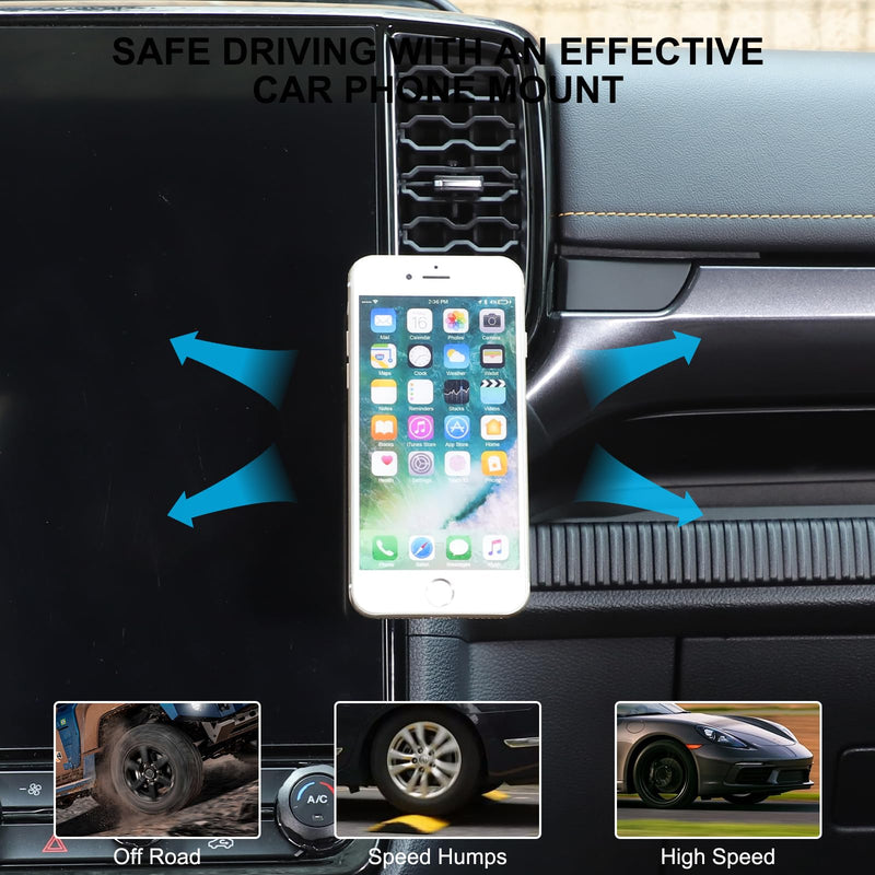 PIUGILH Magnetic Phone Holder Mount Compatible with Ford Ranger 2023 2024 2025 2026 Interior Accessories, Aluminum Alloy 360° Dashboard A/C Air Vent Lower Cell Phone Holder Stand
