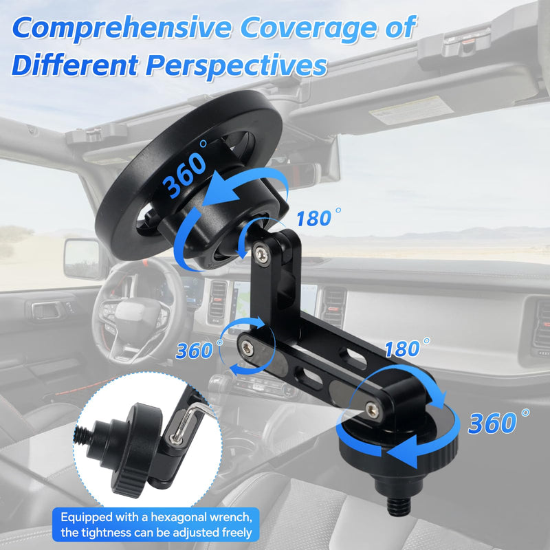 Magnetic Phone Mount for Ford Bronco 2021–2025 (2 & 4 Door), Dash Phone Holder Compatible with MagSafe iPhone 12–17 Series, 360° Adjustable, Easy Installation