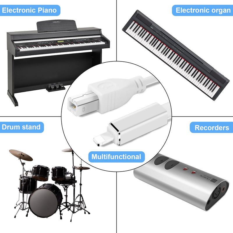 [AUSTRALIA] - Lightnning to USB 2.0 OTG Cable Type B Midi Cable 5Ft Lighting to Midi Cable Compatible with iOS Devices to Midi Controller, Electronic Music Instrument, Piano, Midi Keyboard and More 