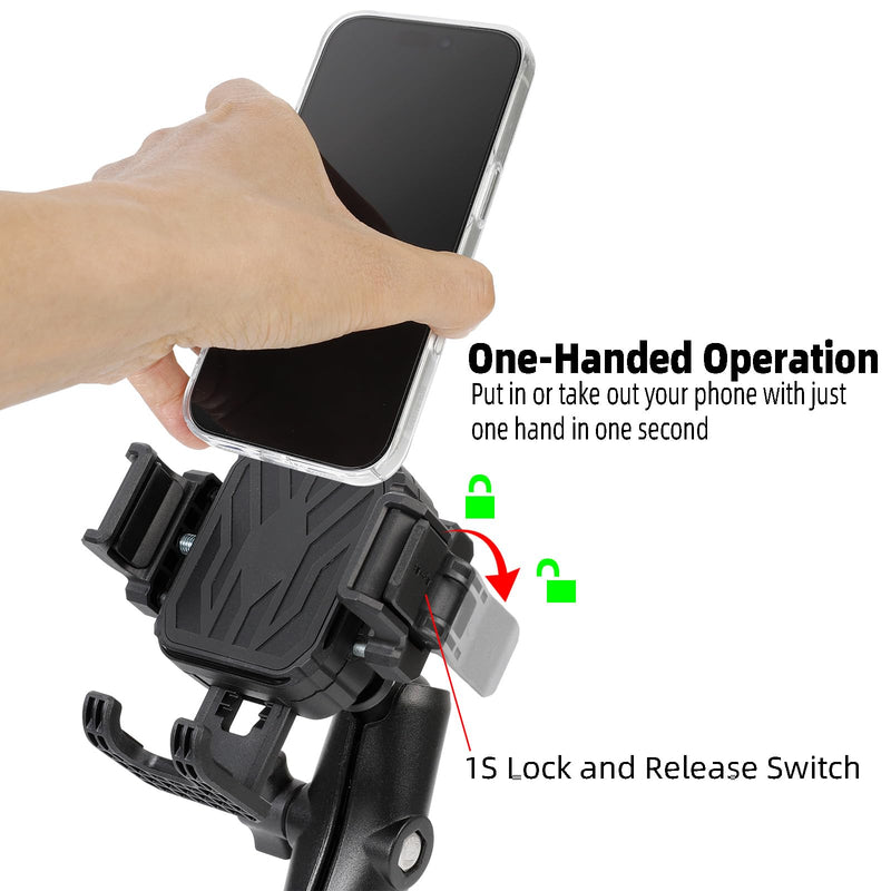Heavy Duty Phone Mount Holder with Vibration Dampener for Boat Truck Car [Camera Friendly] [1s Lock & Release] [Aluminum Screw-Mounted AMPS Diamond Base & Medium Arm], Fits 4.7-7.2" Cell Phones