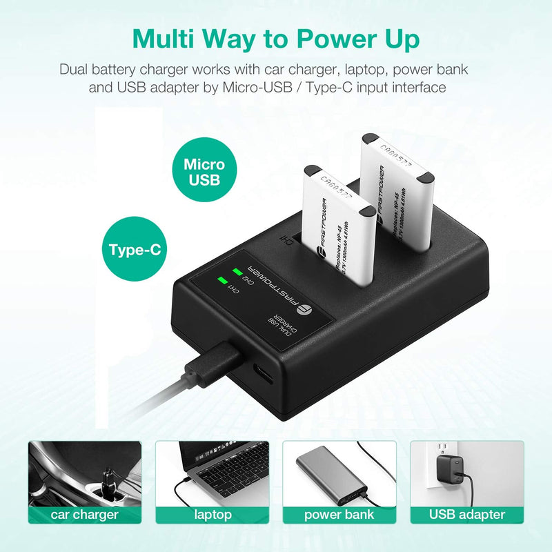 FirstPower NP-45/NP-45A/NP-45S Battery (X2) and Dual Charger for Fujifilm INSTAX Mini 90 Fuji FinePix XP140 XP130 XP120 XP90 XP80 XP70 XP60 XP30 XP20 T560 T550 T510 T500 T400 T360