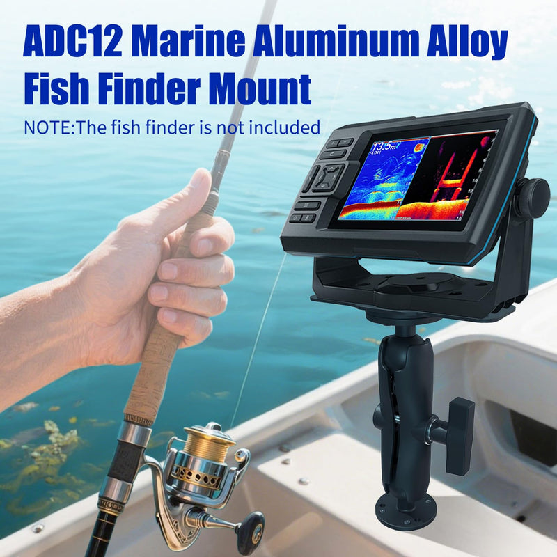 S109 Aluminum Alloy Fish Finder Mount with C Size 1.5" Ball, 7.78" Dual Purpose Mount with Rectangle Plate & Round Plate, 360° Rotation Marine Electronic Mount Compatible with Garmin, Lowrance