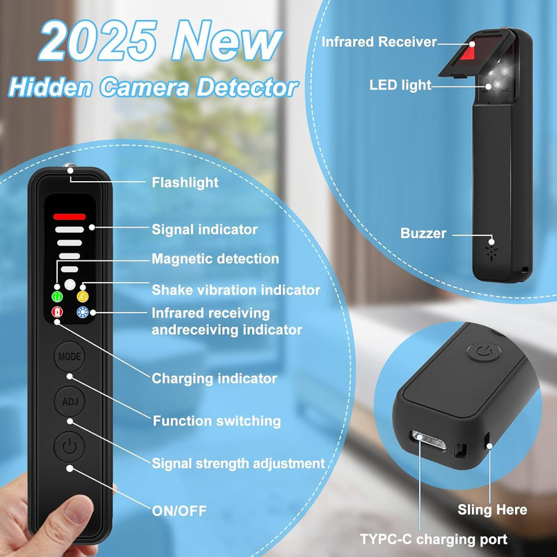 Upgraded Hidden Camera Detector - Anti-Spy Device, GPS Tracker & Bug Detector, Portable RF Signal Scanner for Hotels, Travel, Home & Office