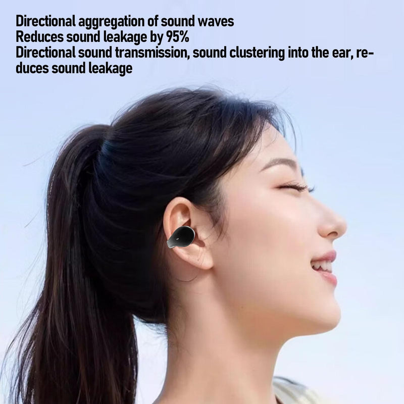 Tangxi 2-in-1 Clip on Open Ear Headphones Wireless Earbuds, Bluetooth 5.3 Couple Earbuds with Clear HiFi Sound, Noise Reduction, IPX5 Water Proof, 140H Playtime (Black) Black