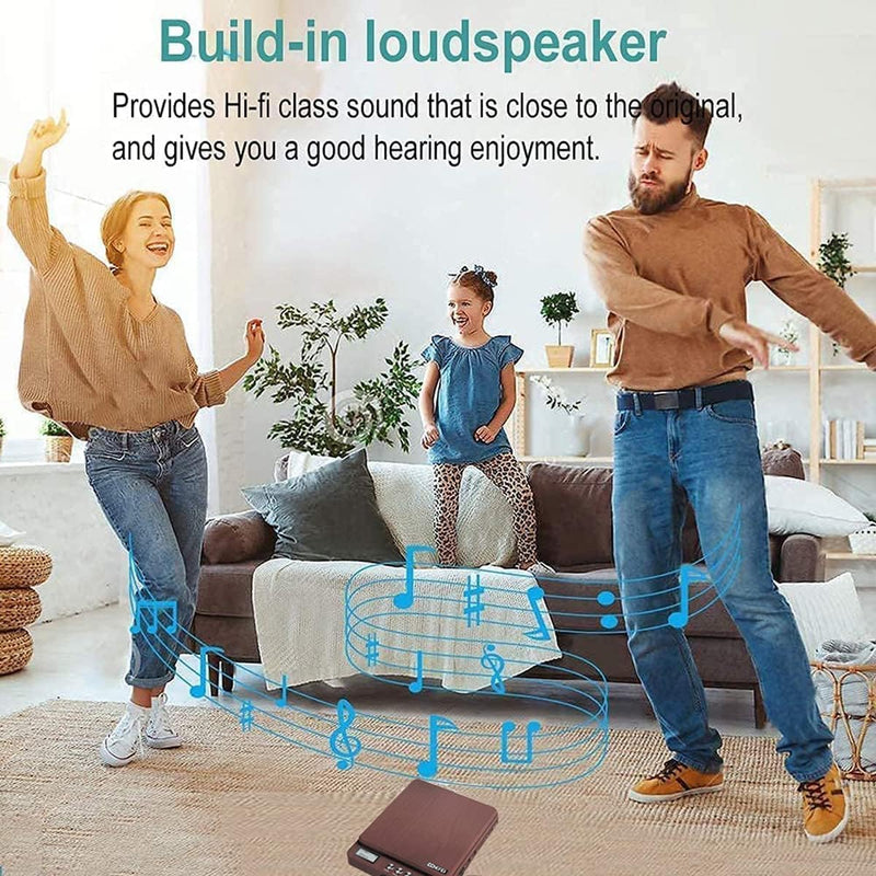 Portable CD Player with Built-in Speakers 2000mAh Rechargeable Walkman CD Player Portable Double 3.5mm Stereo Headphones Jack, Anti-Skip Compact Discman Music Player for Kids Car CD Player 606 Brown