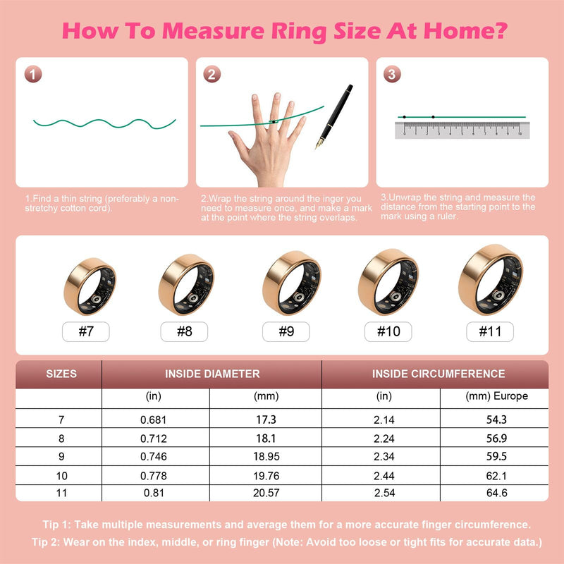 Women's Smart Ring Sleep Monitor Fitness Tracker (Silver, 10#) Silver 10#
