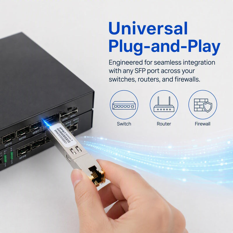SFP Transceiver, SFP to RJ45, 1.25G Copper SFP to Ethernet Module (2PCS) | 10/100/1000Mbps Adaptive, Hot Pluggable, High Compatibility for Cisco Mikrotik Ethernet Switch 2PCS
