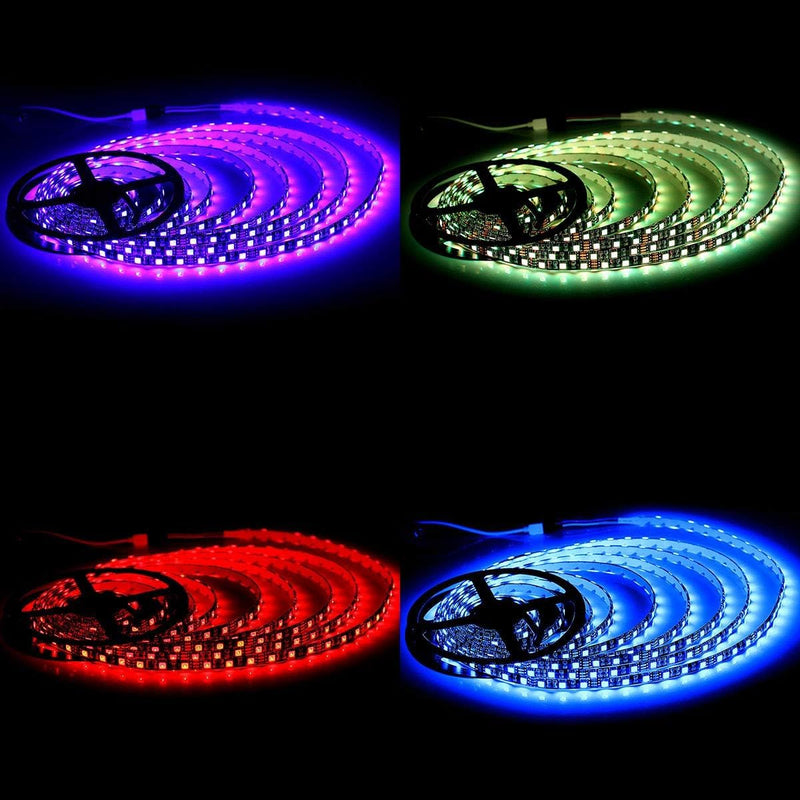 SUPERNIGHT LED Strip Lights, 16.4FT 5M SMD 5050 Waterproof 300LEDs RGB Color Changing Flexible LED Light Strip for Bedroom, TV Back Lighting, Christmas, Valentine's Day (Black PCB) 2 Pcs