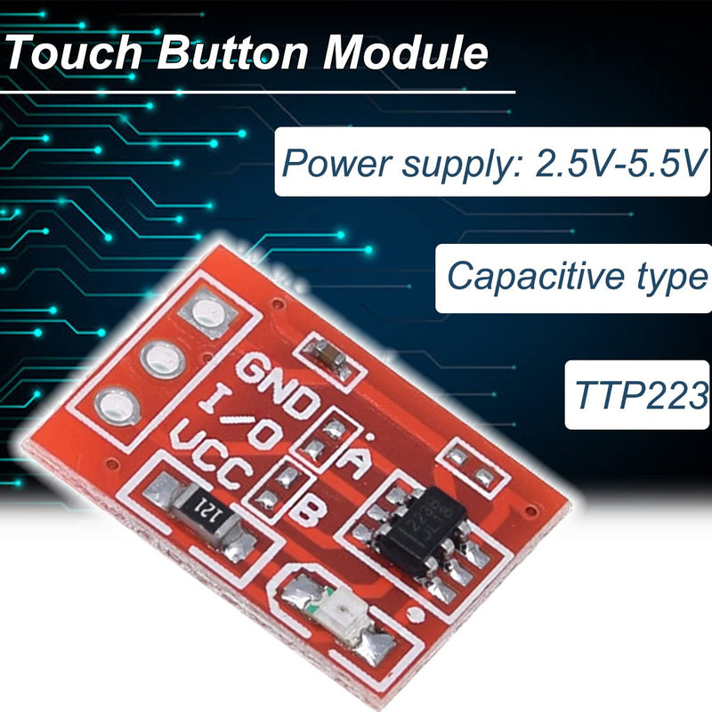 20 Pcs TTP223 Touch Button Module Self-Locking Jog Capacitive Touch Key Switch Sensor Module Single Channel for Arduino with Dupont Cable