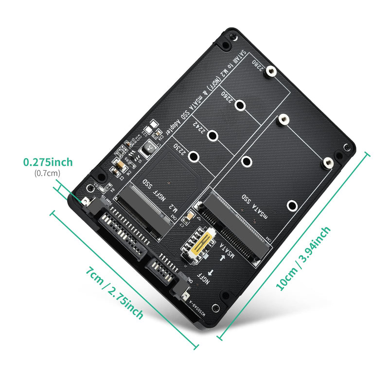ELUTENG M.2 SATA to SATA Adapter (Not Support NVME/M.2 PCIE) MSATA and B Key/B&M Key M.2 NGFF SDD to 2.5" SATA III 2 in 1 Converter Supports MSATA/M.2 NGFF SSD Not for M Key M.2 NGFF/MSATA to SATA