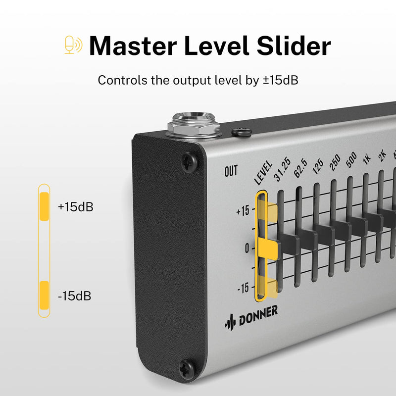 Donner EQ Pedal, 10 Band Equalizer Pedal, EQ Seeker for Guitar and Bass True Bypass