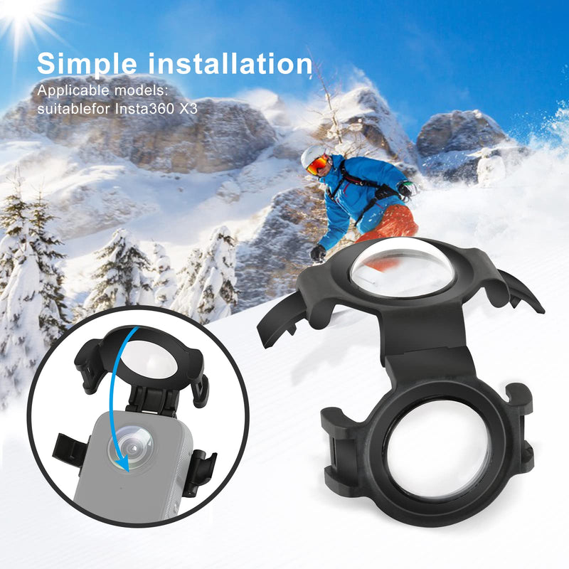 Upgrade Lens Guard for Insta360 X3 Protective Cover Case for Insta360 Camera Accessories(Optical Glass Lens Cap) Snap-on