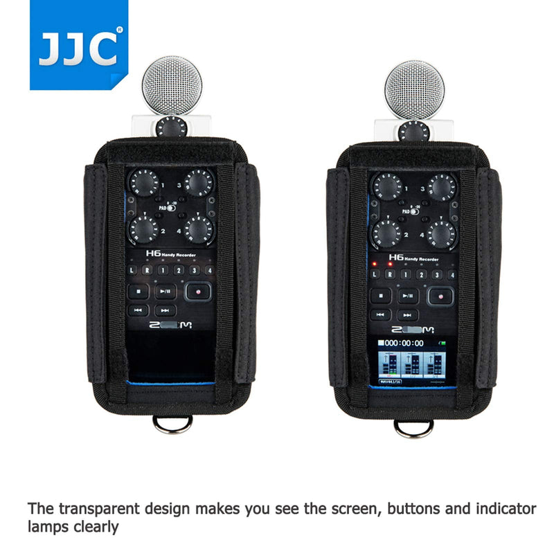JJC H6 Protective Carrying Storage Pouch Case Bag for Zoom H6 & H6 All Black 2020 Version Handy Portable Recorder replaces Zoom PCH-6 Case, with Clear Visible Front Face Cover Protector for H6 & H6 Black