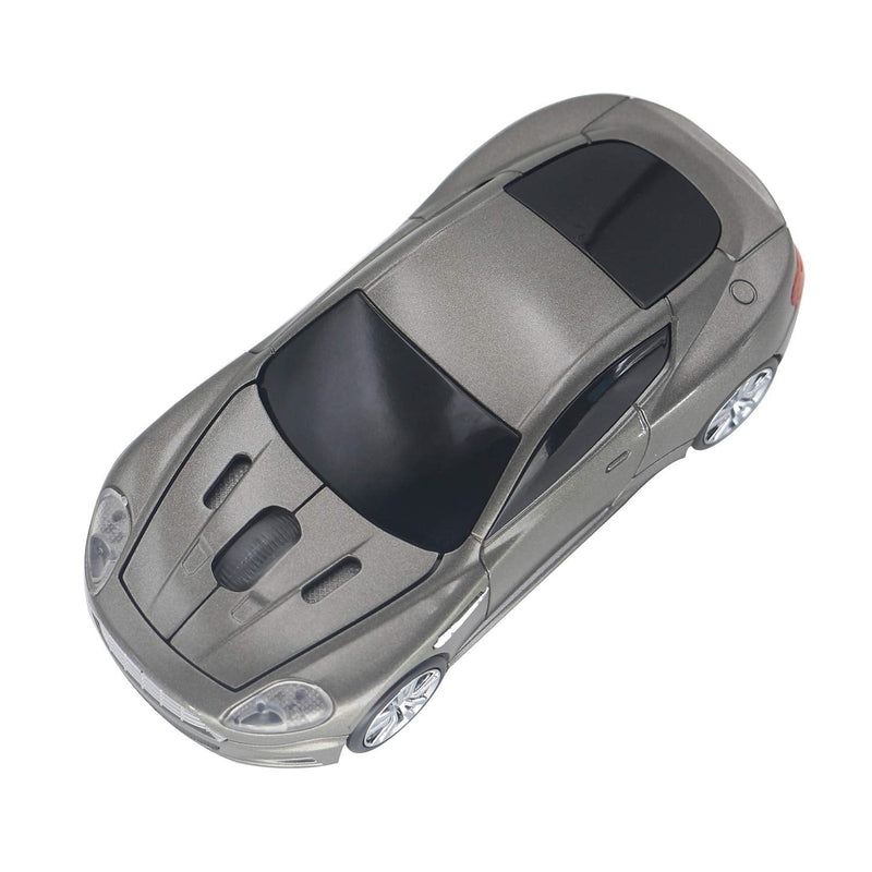 ECOiNVA Wireless Sports Car Mouse Laptop Desktop Mouse Computer Optical Mice 2.4GHz USB Mouse (Gray) Gray