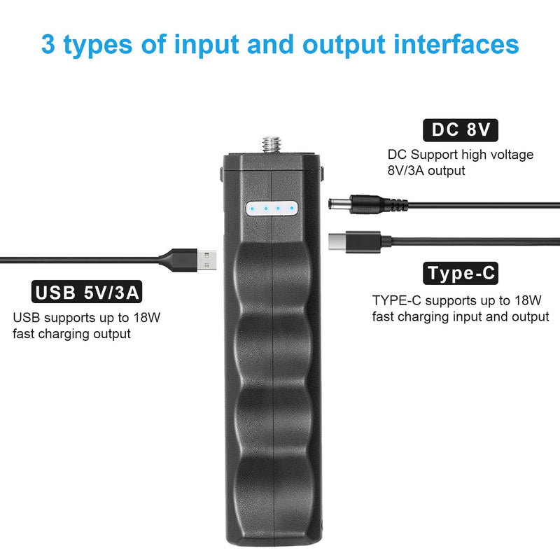 [AUSTRALIA] - FOMITO VB-38W Charging Grip for Camera & Phone 6000mAh Battery 18W Fast Charging One-Handed Stabilizer with 1/4" Screw Honeycomb Anti-Slip & Ergonomic Design 