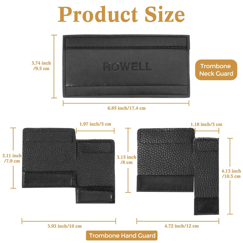 ROWELL Trombone Guard Set Trombone Leather Hand Guard and Neck Guard 6.85 inch Trombone Neck Guard Pad,2 Pcs Trombone Finger Guard for Alto Trombone Thickened Non-slip Trombone Guard Set for Beginner