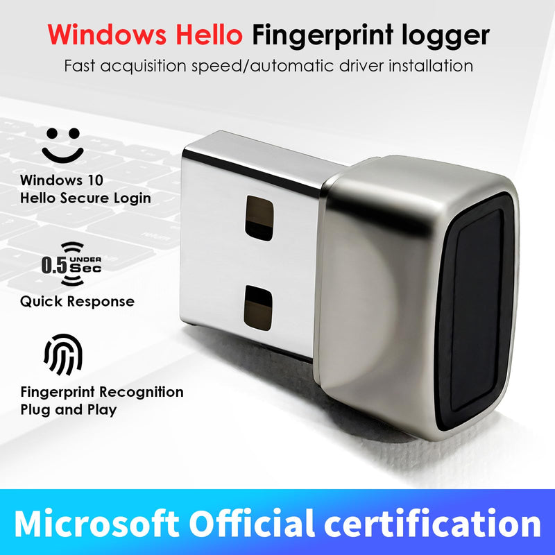 [AUSTRALIA] - USB Fingerprint Reader for Windows10/11, Windows Hello Mini Fingerprint Scanner,Metal Shell Auto Driver Setup-Windows Password-Free Login for PC Laptop 