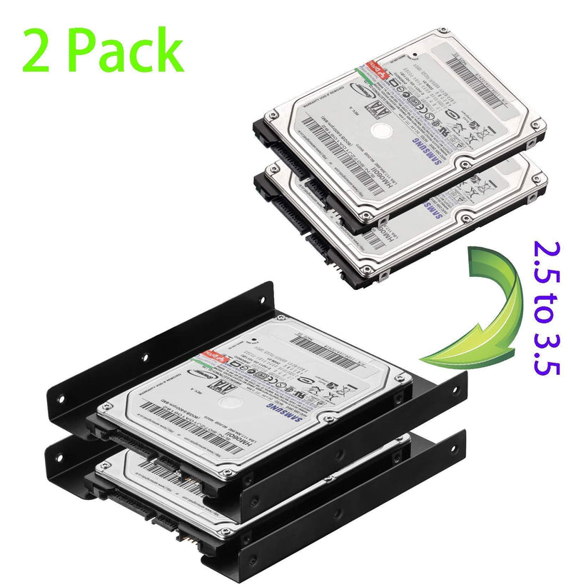 SSD Mounting Bracket 2.5 to 3.5 Adapter 2 Pack,Ruaeoda SSD Bracket SSD Tray Adapter 2.5" to 3.5" HDD SSD Hard Disk Drive Bays Holder Metal Mounting Bracket Adapter for PC SSD
