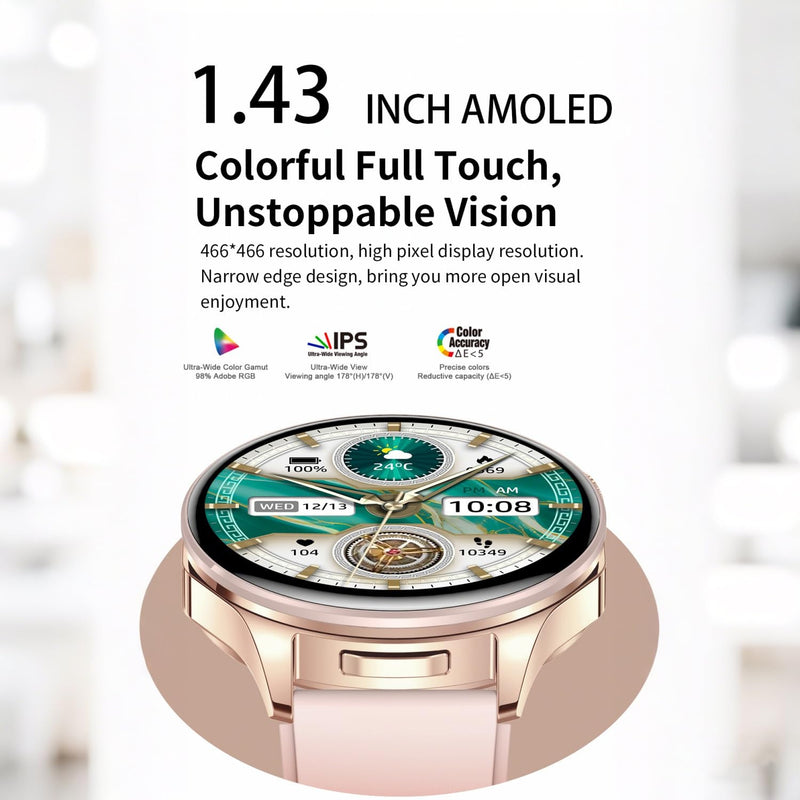 Smart Watch with Earbuds,2 in 1 TWS Smartwatches,1.43" Colorful AMOLED Display Smartwatch for Android iOS,Waterproof Fitness Tracker Long Time Standby (Black) Black