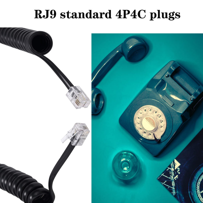 5 Pack Phone Cord Landline8Ft Uncoiled / 1.4Ft Coiled Landline Phone Handset Cable RJ9 4P4C Telephone Accessory- Black 5pack