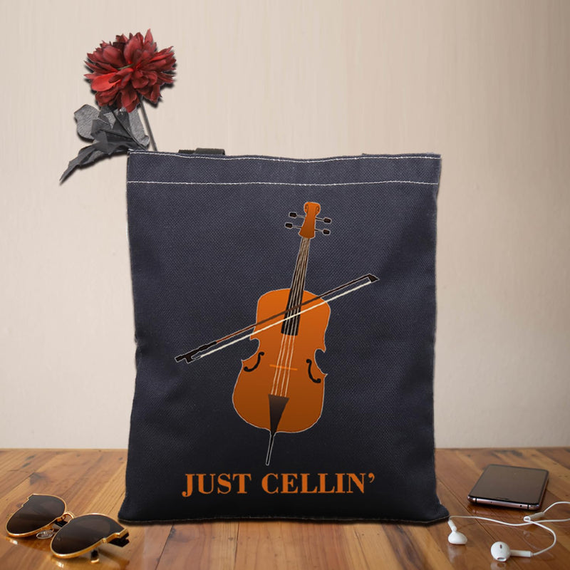 BDPWSS Cello Gift Cello Music Tote Bag Just Cellin’ Funny Cello Cellist Orchestra Musician Reusable Handbag Cello Player Gift Just Cellin Bltg