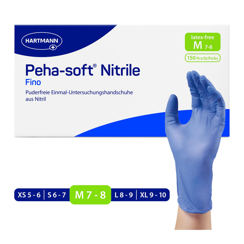 Molicare Peha-soft Nitrile Fino Powder-Free Non-Sterile Examination Gloves Size M Pack of 150