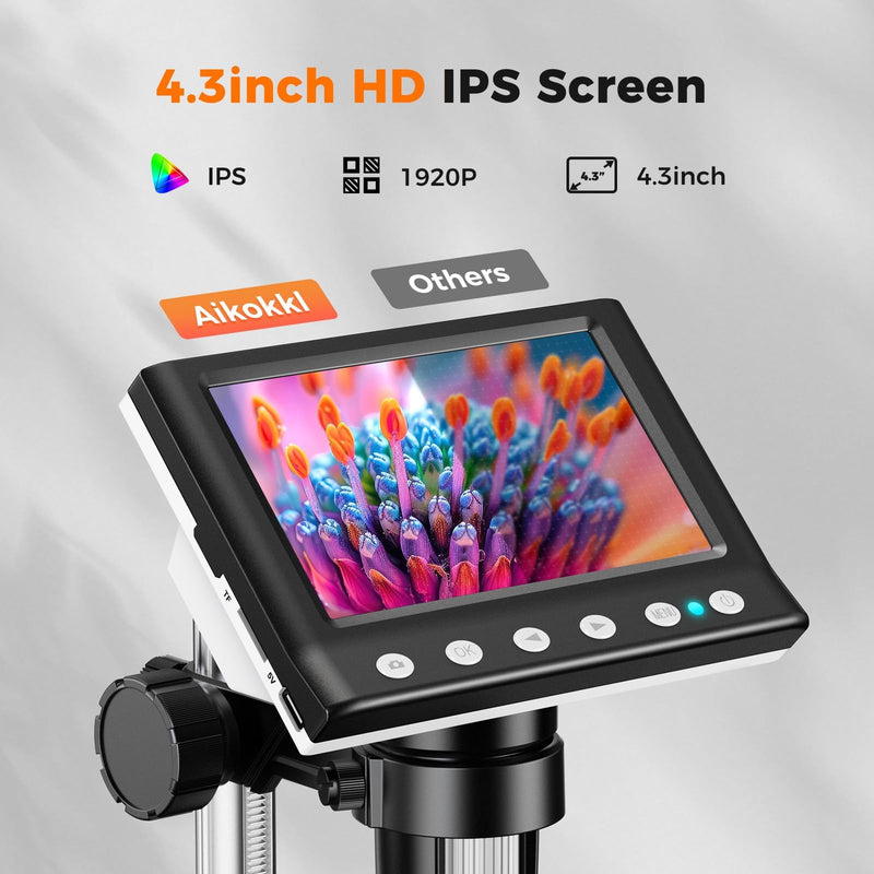 [AUSTRALIA] - 4.3 Inch LCD Digital Coin Microscope, 1000X USB Magnifier with 8 Adjustable LED Lights for Coin Inspection, Electronics Repair, Soldering, Windows/Mac Compatible, 1080P 