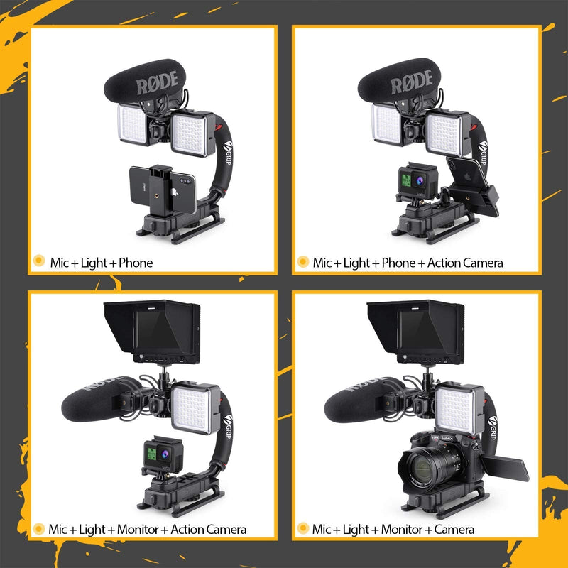 Zeadio Video Action Stabilizing Handle Grip Handheld Stabilizer with Hot-Shoe Mount for Canon Nikon Sony Panasonic Pentax Olympus DSLR Camera Camcorder Single Handed