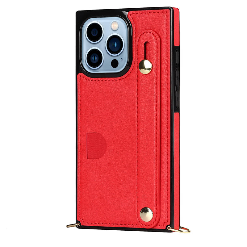 CCSmall for iPhone 15 Pro Max Case with Card Holder for Women, Phone Case Crossbody with Wrist Strap & Removable Adjustable Shoulder Lanyard Cover for iPhone 15 Pro Max KB Red