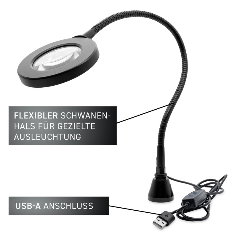 [AUSTRALIA] - GALLUNOPTIMAL Magnetic Magnifying Lamp with LED Ring Light & Gooseneck - 3 Light Colours Dimmable - USB-A Port - Accessories for GOHH200/400/500 Assembly Fixings LED-Ringlicht mit Lupe 