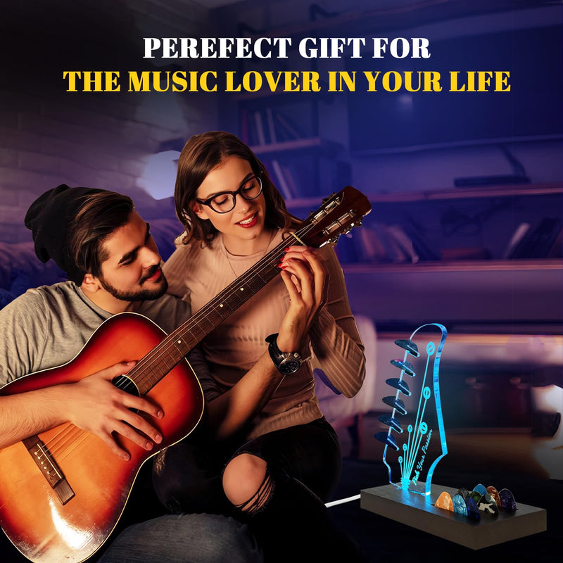 Light Up Guitar Pick Holder, Wooden Guitar Pick Holder for Picks Storage and Display, Music Gift for Men Guitar Music Lovers Players Guitarist, Guitar Accessories Guitar Pick Holder-1