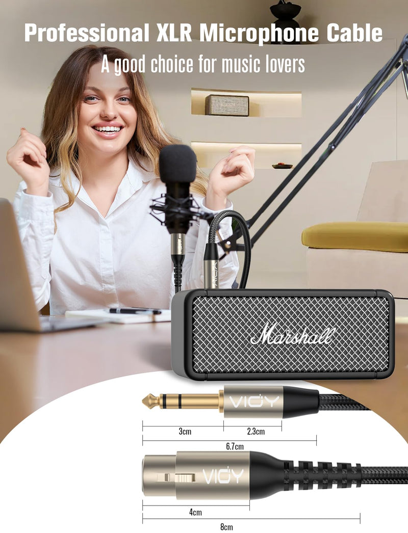 VIOY XLR to 6.35mm Cable 32.8 FT, 1/4 Inch TRS to XLR Female Balanced Microphone Cable for Mixers, Amplifiers, Speakers, Dynamic Microphones, CD Players, Electronic Piano, Karaoke Machines 32.8FT