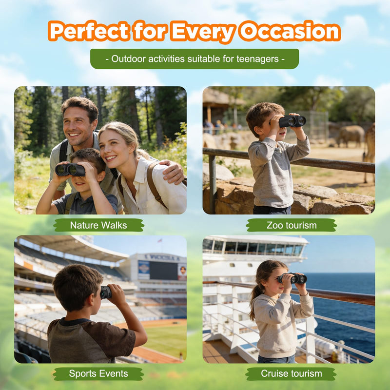 [AUSTRALIA] - 10x25 Compact Binoculars for Adults & Kids - High Power Mini Binoculars with BAK4 Prism & FMC Coating for Bird Watching, Hiking, Cruise Travel - Includes Carrying Case & Neck Strap 