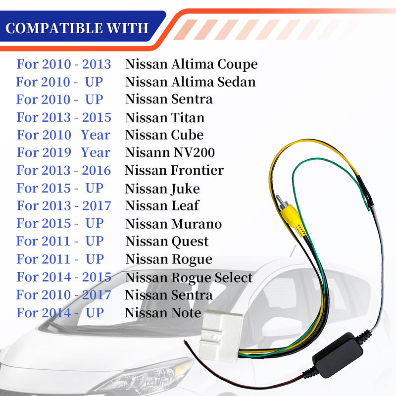 UX-NI006 Backup Camera Retention Wire Harness Compatible with for Nissan Frontier Altima Murano Rogue Titan Juke Sentra Cube Quest Leaf (Includes 12v to 6v Converter)