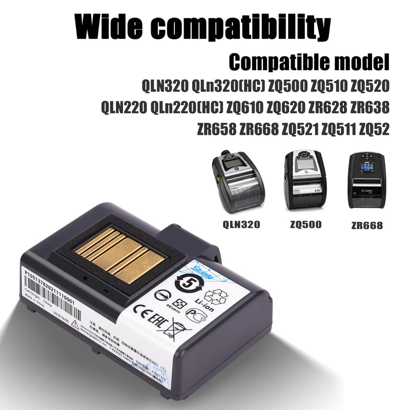3400mAh Replacement Batteries for Zebra Printer ZQ520 ZQ521 QLN320 QLN220 QLn220HC ZR628 ZR638 ZR658 ZR668 ZQ610 ZQ620 ZQ500 ZQ510 QLn320HC 25.16Wh 1PCS