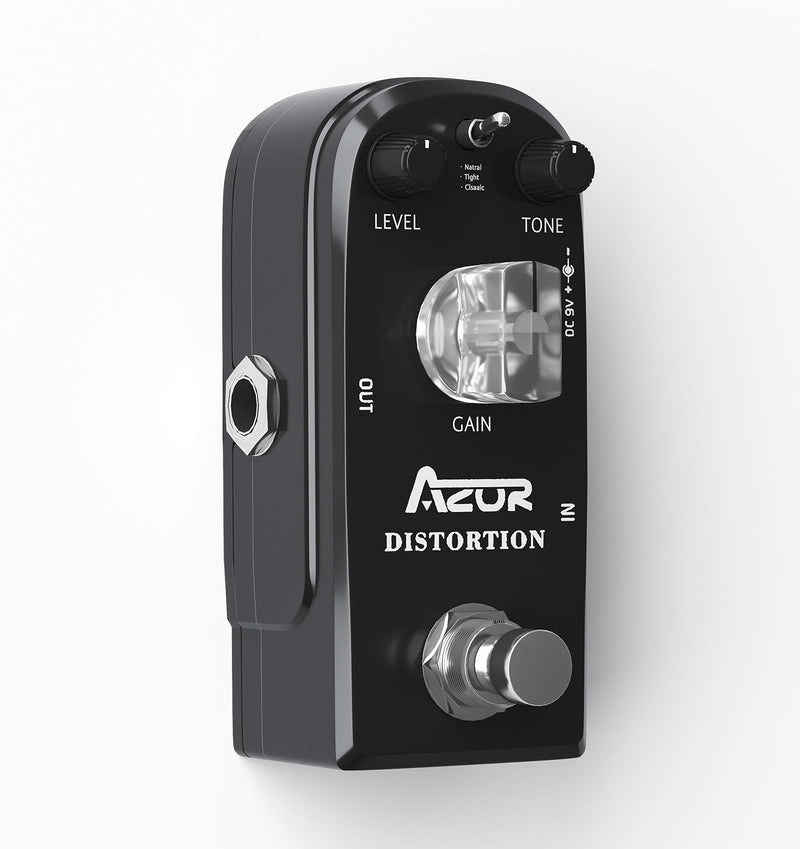 AZOR Distortion Guitar Effect Pedal 3 Modes Natural, Tight, Classic for Electric Guitar True Bypass AP-302 Black Distortion