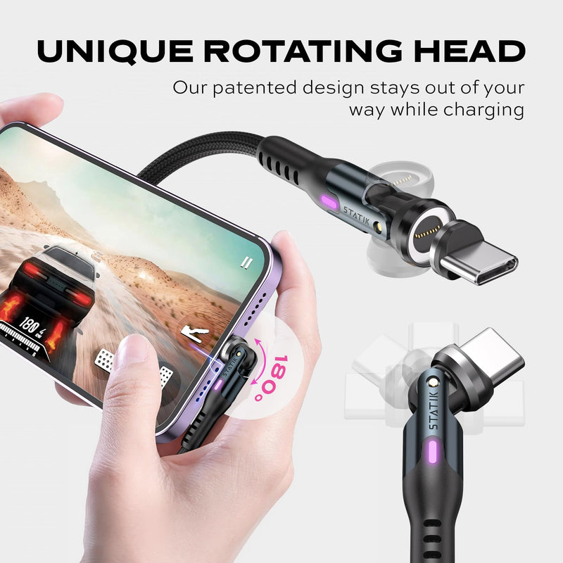 Statik 360 Pro Magnetic Charging Cable (10FT) & 45W GaN Charging Block