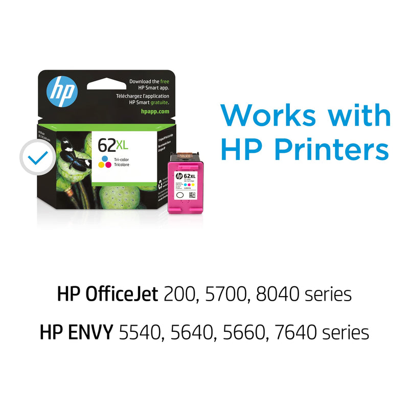 [AUSTRALIA] - HP 62XL Tri-color High-yield Ink | Works with HP ENVY 5540, 5640, 5660, 7640 Series, HP OfficeJet 5740, 8040 Series, HP OfficeJet Mobile 200, 250 Series | Eligible for Instant Ink | C2P07AN 