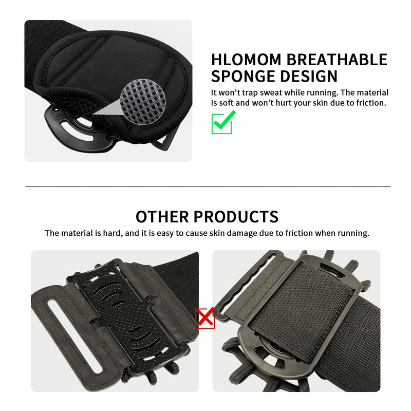 Wristband Phone Holder for Running,Forearm Armbands 360° Rotatable & Detachable Compatible with All 4.5-7 inch Cellphone for iPhone 15/14/Pro/ProMax/13/12/11/mini/XS/XR,for Workout Jogging Black