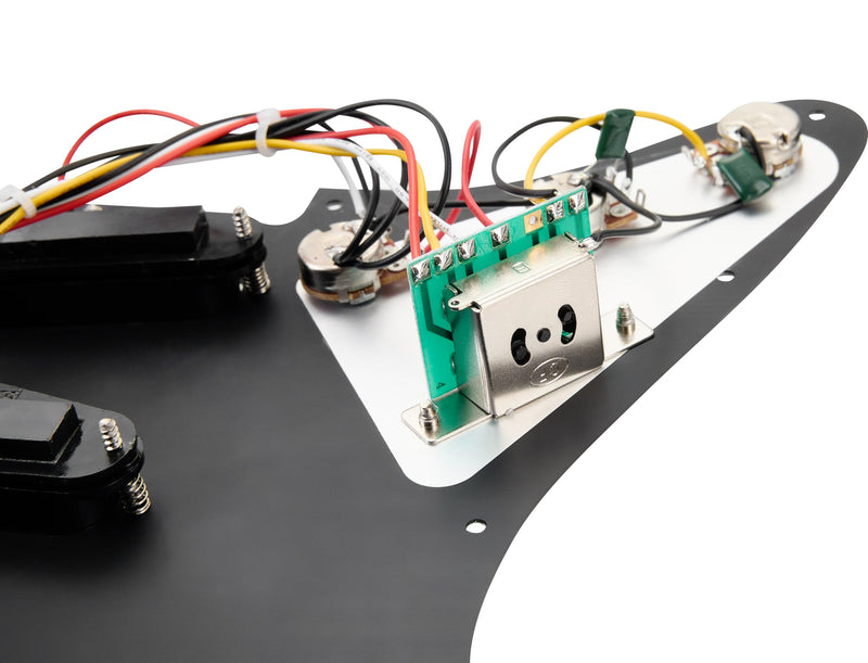 SSS Loaded Pickguard Set - Single Coil Pickups, 3-Ply Black, Easy Drop-In Replacement – Compatible with Fender Stratocaster Guitars, Black Pickguard-SSS-Black
